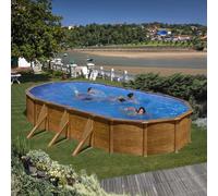 Piscine hors sol acier aspect bois Piscineo Alto Eco 7.30mx3.75mx1.20m