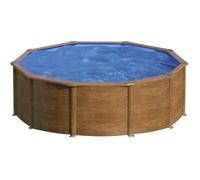 Piscine hors sol acier ronde imitation bois - GRE - Pacific - Diamètre 4,80m - Filtre à sable et échelle inclus