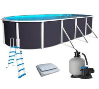 Piscine hors-sol acier Toi ANTHRACITE MAGNUM ovale 915x457x132cm liner gris