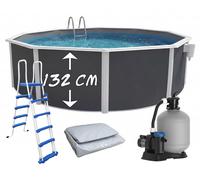 Piscine hors-sol acier Toi ANTHRACITE MAGNUM Secu ronde Ø 460cm H 132cm liner gris