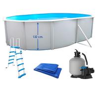 Piscine hors-sol acier Toi MAGNUM ovale 550x366x132cm filtre à sable 6m3/h