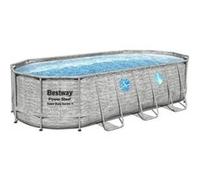 Piscine hors sol ovale Power Steel SwimVista effet pierre grise - 549 x 274 x 122 cm