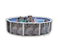 Piscine hors sol en acier circulaire / ronde 350 x 120 - TOI - Pierre Grise - Filtre à sable - Skimmer - Échelle