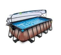 Piscine hors sol - EXIT TOYS - Wood 400x200 cm - Filtre à sable - 5 places - Marron