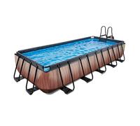 Piscine hors sol - EXIT TOYS - Wood - Rectangle - 12600 L - Marron - Filtre à cartouche