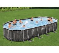 Piscine hors sol ovale Bestway Power Steel™ 732 x 366 x 122 cm décor bois