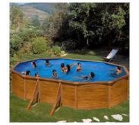 Piscine ovale acier Gré Pacific imitation bois - 6,10 x 3,75 x 1,20 m