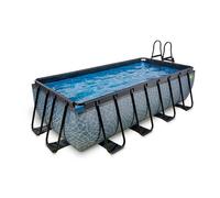 Piscine hors sol rectangulaire - EXIT TOYS - Stone - 7020 L - Gris - Filtration à sable