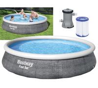 Bestway Piscine autoportante Fast Set Ronde 396 x 84 cm Rotin Gris 57376