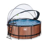 Piscine hors sol ronde EXIT TOYS 360x122cm avec Dôme-WOOD (Marron)