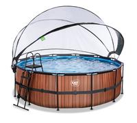 Piscine hors sol ronde EXIT TOYS 427x122cm + Dôme-WOOD (Marron)