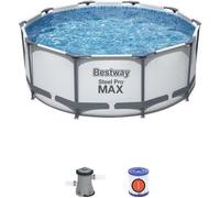 Piscine Hors-sol Tubulaire - BESTWAY - Steel Pro Max - 305x100 cm - Épurateur à Cartouche - Échelle