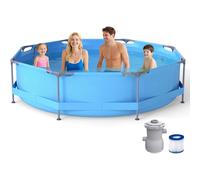 Piscine hors sol tubulaire ronde 360 x 360 x 76 cm avec pompe filtrante, paroi 3 couches stabilité (Bleu)