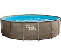Piscine hors sol tubulaire ronde Summer Waves Premium effet tressé 488 x 122 cm, avec filtre à sable, échelle, tapis de sol, bâche de couverture et kit d’entretien