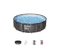 Piscine Hors-sol Tubulaire Steel Pro Max Imitation Bois 427x107 cm Epurateur à Cartouche de 3 028 L/H Bâche et Echelle