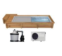 Piscine hors sol urbaine Mypool 6.00 x 2.50 x H 1.33 m + couverture automatique et coffre bois