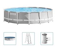 Piscine Intex Prism Frame Ø427 x 107 cm - Gris - Filtre à cartouche - Hors-sol - Tubulaire