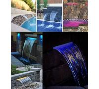 PISCINE Lame d'eau Cascade en Acrylique Largeur 60cm / avec LEDs intégrées/Télécommande et Coffret transformateur