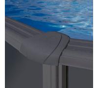 Piscine ovale acier 7,44m x 3,99m x H: 1,22m - Gris anthracite - Filtration à sable - Renforts apparents
