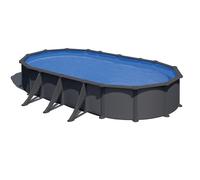 Piscine ovale acier Gré Juni Gris Anthracite - 7,30 x 3,75 x 1,32 m