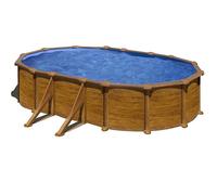 Piscine ovale acier Gré Mauritius imitation bois - 6,10 x 3,75 x 1,30 m