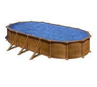 Piscine ovale acier Gré Mauritius imitation bois - 7,30 x 3,75 m