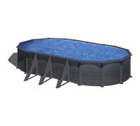 Kit piscine hors sol ovale 7.44 x 3.99 x H.1.22 m - acier gris anthracite