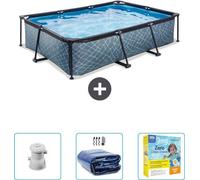 Piscine solaire rectangulaire - 300 x 200 x 65 cm - Pompe incluse - Couverture solaire - Kit d'entretien - Prix spécial en ce moment