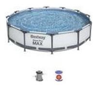 Bestway Piscine Tubulaire Steel Pro Max Ronde Ø 366 x 76 cm Gris Clair avec pompe à filtre