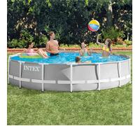 Piscine tubulaire INTEX Prism Frame Ø457 x 107 cm - Gris - Filtre à cartouche - Hors-sol