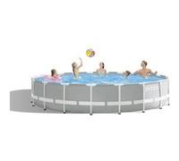 Piscine tubulaire Intex - Ronde - Prism Frame - 6,10 x 1,32 m - Accessoires inclus - Gris Intex - 26756NP - Kit piscine prism frame ronde tubulaire ø 6,10 x 1,32m G