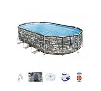 Piscine tubulaire ovale Bestway Power Steel Stone 6,10 x 3,66 x 1,22