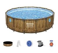 Piscine tubulaire Power Steel SwimVista avec hublots ronde 4,88 x 1,22 m - Bestway marron G