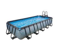 Piscine Tubulaire Rectangulaire - EXIT Toys - Stone - 540x250x100cm - Pompe Filtrante à Sable - Échelle