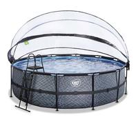 Piscine Tubulaire Ronde - EXIT Toys - Stone - Pompe Filtrante à Sable - Pompe à Chaleur - 488 x 122 cm