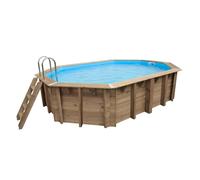 Piscine Ubbink bois Azura - 355 x 490 x H 130 cm (Filtre à sable) - Liner beige 75/100 ème