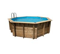 Piscine Ubbink bois Océa - Ø 580 x H 130 cm (Filtre à sable) - Liner beige 75/100 ème