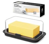 Pisol Beurrier pour 250 g et 500 g de beurre, grand récipient à beurre hermétique avec couvercle pour une livre complète de beurre, récipient à beurre verrouillable pour le plan de travail, noir