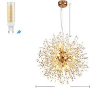 Pissenlit lustre en cristal, puissance 72W, style moderne ,lampe 8P or, gradation 3 couleurs