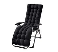 Pissente Coussin de Chaise Longue 170x53x8cm avec Couvercle de Tête Antidérapant et 6 Sangles pour Jardin Extérieur et Intérieur Noir