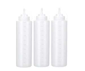 PISTISJACK Lot de 3 Bouteille Sauce 1000ml - Plastique Squeeze Bottle-Bouteilles Distributeur Pour ketchup, sauces chaudes, barbecue, vinaigrettes, peinture, huile d'olive