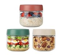 PISTISJACK Overnight Oats Lot de 3 bocaux en verre avec couvercle à visser 280 ml pour vinaigrette, fruits, légumes, sauces, collations, aliments pour la préparation des aliments, pots à épices