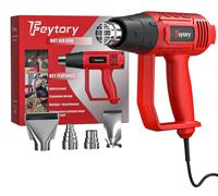 Pistolet à air chaud - 2000 W, 220 V - 60 à 600 °C, 2 niveaux de température - 300/500 l/min - 4 buses - Câble de 2 m - Rouge
