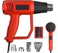 Pistolet à air chaud Deluxe - 2000W - Double réglage professionnel de la température 60°C-600°C - Pistolet à air chaud rapide avec 4 buses