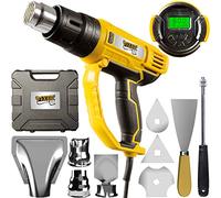 Pistolet à air chaud électrique FixedbyU avec affichage LCD, décapeur thermique Température & flux d'air réglables 60 à 600° C, 2000 watts, fonction support, nombreux accessoires de buse & mallette