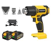 Pistolet à air chaud, puissance de 2000 W, écran LCD numérique, 2 batteries de 15 000 mAh