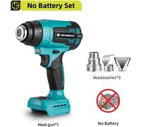 Pistolet à air chaud - Sans fil 18 V - 2000 W - 50–500 °C - 9 niveaux - Affichage LED de la température - 500 L/min - Sans batterie - Bleu