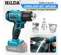 Pistolet à air chaud sans fil HILDA avec buse pour film rétractable, soudage PVC, décapage de peinture, bricolage, réparation artisanale, compatible avec batterie Makita no battery AB275