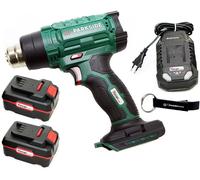 Pistolet à air chaud sans fil PARKSIDE® 20 V PHLGA 20-Li / avec 2 batteries (4 Ah) et un chargeur (4,5 A) + crayon de charpentier HEADNMORE® et mètre pliant de 1 m