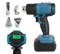 Pistolet à air chaud sans fil pour Bosch 18 V, 50-550 °C, avec écran LCD et 4 buses en acier inoxydable, température réglable et contrôle de l'air, pour rétrécissement, bricolage, décapage de peinture